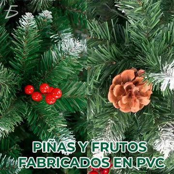 Árbol Navidad Pino Artificial Navideño Piñas Escarcha 2.1m Color Verde