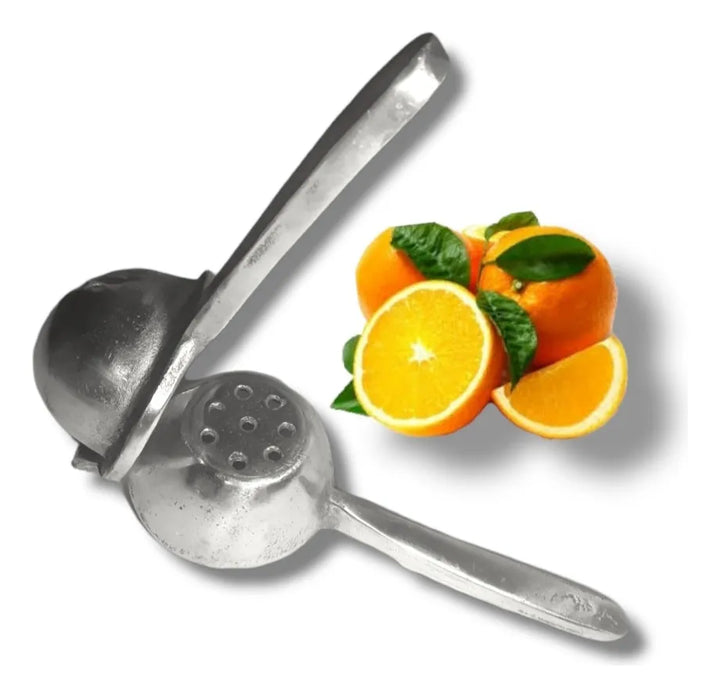 Exprimidor De Naranjas Manual/aluminio Fundido Plateado