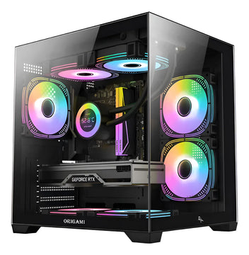 Gabinete Chasis Para Pc Gamer Pecera Argb Negro + 5 Cooler