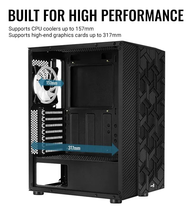 Chasis Gamer Aerocool Hive Rgb Vidrio 3 Fans Argb Negro
