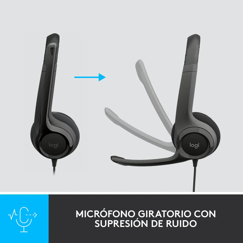 Logitech H390, Diadema Usb / Mic Sin Ruido Y Controles Cable Negro