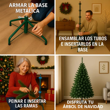 Árbol Pino De Navidad Cascada 2.25m Para Adornos Bolas Luces Verde Oscuro