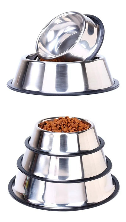 Comedero Plato Para Perros Y Gatos En Acero Inoxidable 22cm Color Plateado