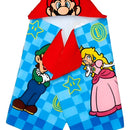 Toalla Con Capucha Super Mario Niños Baño Playa Piscina Azul