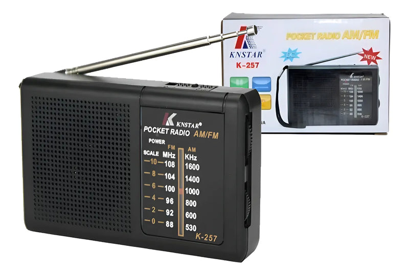 Radio Portatil Mini Am Fm Parlante Auriculares A Pilas Color Negro