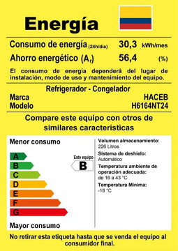 Nevera Haceb No Frost 243 Litros Manija Externa - Negra