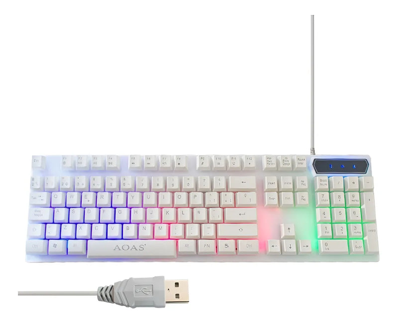 Mouse Y Teclado Gamer Rgb Aoas M-400 Blanco