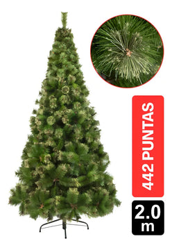 Arbol De Navidad Noruega 2.00m 442 Puntas Gio Home Pino Navideño Look Natural Base Metalica Artificial Para Decoracion Con Bolas Adornos Extensiones Cintas Bombillos Botas Campanas Luces Estrella Noel