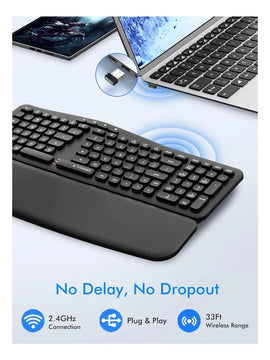 Teclado Inalambrico Ergonomico E-yooso K757 Con Reposamuñeca Negro Inglés