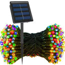 Luz Navideña Solar 100 Led 12mt Multicolor Secuencias Ip67