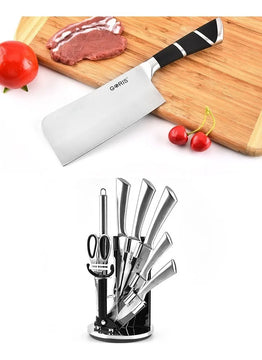 Set De Cuchillos De Cocina En Acero Inoxidable 9 Piezas Plateado