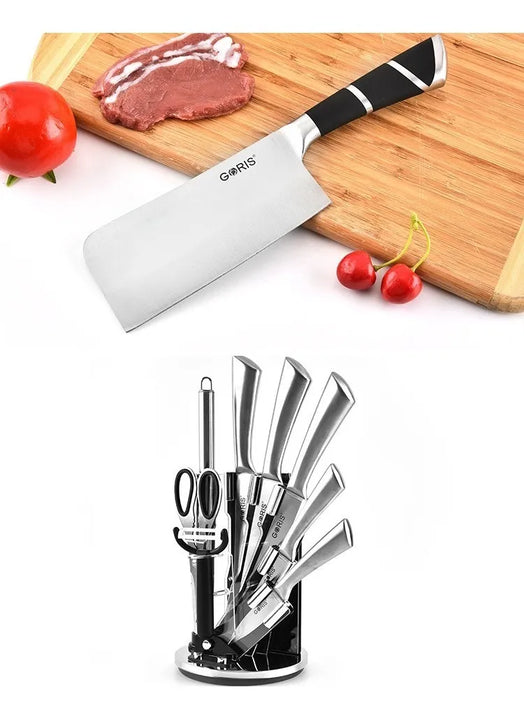Set De Cuchillos De Cocina En Acero Inoxidable 9 Piezas Plateado