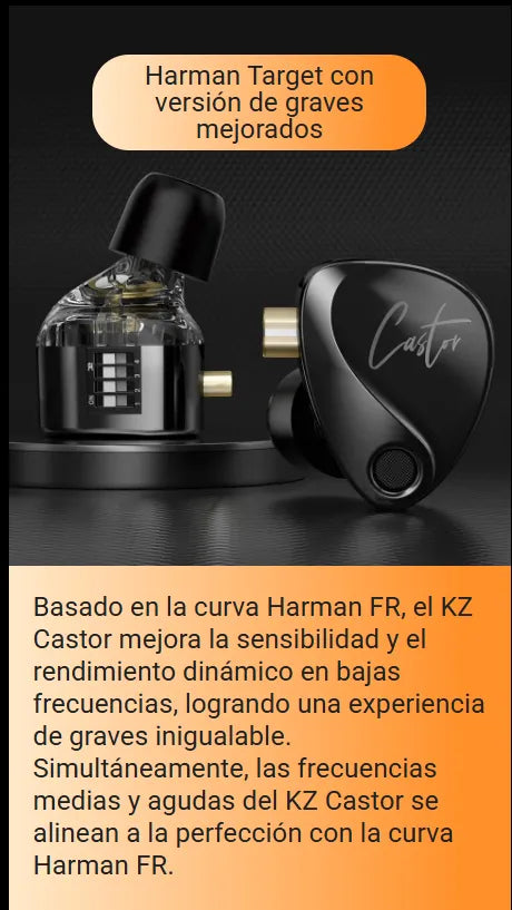 Audífonos Kz Castor Improved Bass Con Microfono Negro