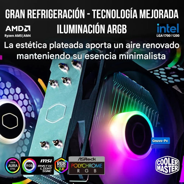 Enfriamiento Aire Pc Cooler Cpu 120 Mm Argb Lga 1700 Am5 Am4