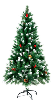 Árbol Navidad Pino Artificial Navideño Piñas Escarcha 2.1m Color Verde