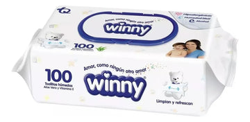 Toallitas Winny Aloe Vera X100 Unidades X3 Paquetes