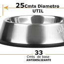 Plato Comedero Bebedero Gato Perro 25 Cm Acero Inoxidable Plateado