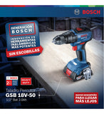 Taladro Percutor Inal ½ Gsb-18v50 Solo Bosch Sin Bat Y Carg Azul Petróleo
