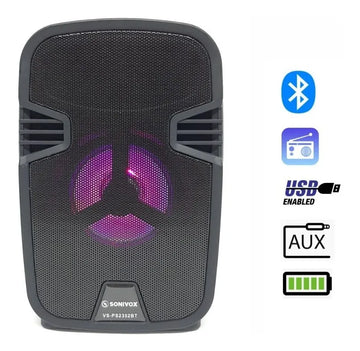 Parlante Portátil Mini Cabina Bluetooth Luz Led Radio Fm Color Negro