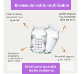 12 Frascos Envase Vidrio Medido Almacenar Leche Materna 8 Oz