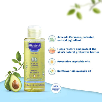Mustela Aceite Hidratante Para Masajes Para Bebés, Con Ace.