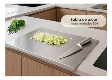 Tabla De Picar Alimentos Grande En Acero Inoxidable 304 2025 Grande Con Pestaña