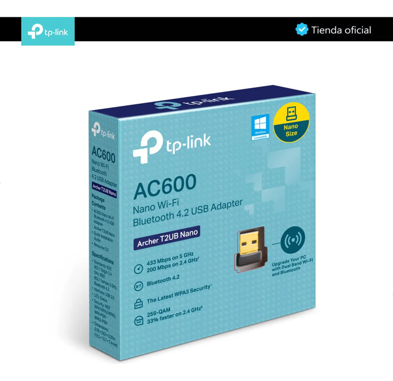 Tp-link Archer T2ub Nano, Adaptador Usb Bluetooth Wifi Ac600