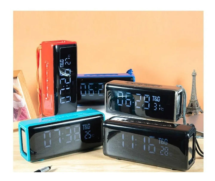 Parlante Bluetooth Con Radio Reloj Despertador Recargable Negro