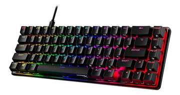 Teclado HyperX Alloy QWERTY HyperX Linear Red inglés US color negro con luz RGB