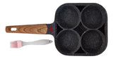 Sarten 4 Compartimientos Cacerola Antiadherente Huevos Arepa Negro