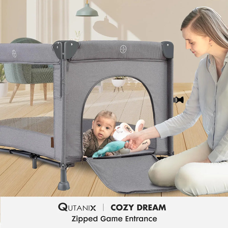 Qutanix Corralito De Bebe 2 En 1, Cuna Portatil Plegable Fac