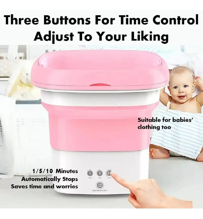 Mini Lavadora Portátil Multifuncional Eléctrica Viajera Rosa