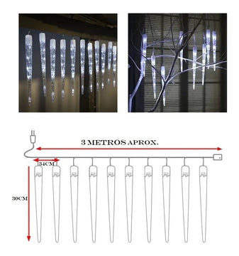 Luz Led Navideña Tubo De 10 Hielos X3 Metros Blanca-fría Blanco
