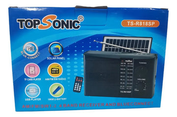 Radio Bluetooth Panel Solar Recargable Fm Am Sw Entrada Usb