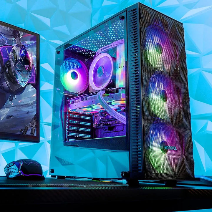 Caja De Pc Morovol Preinstalada 4 Ventiladores Rgb, Caja De