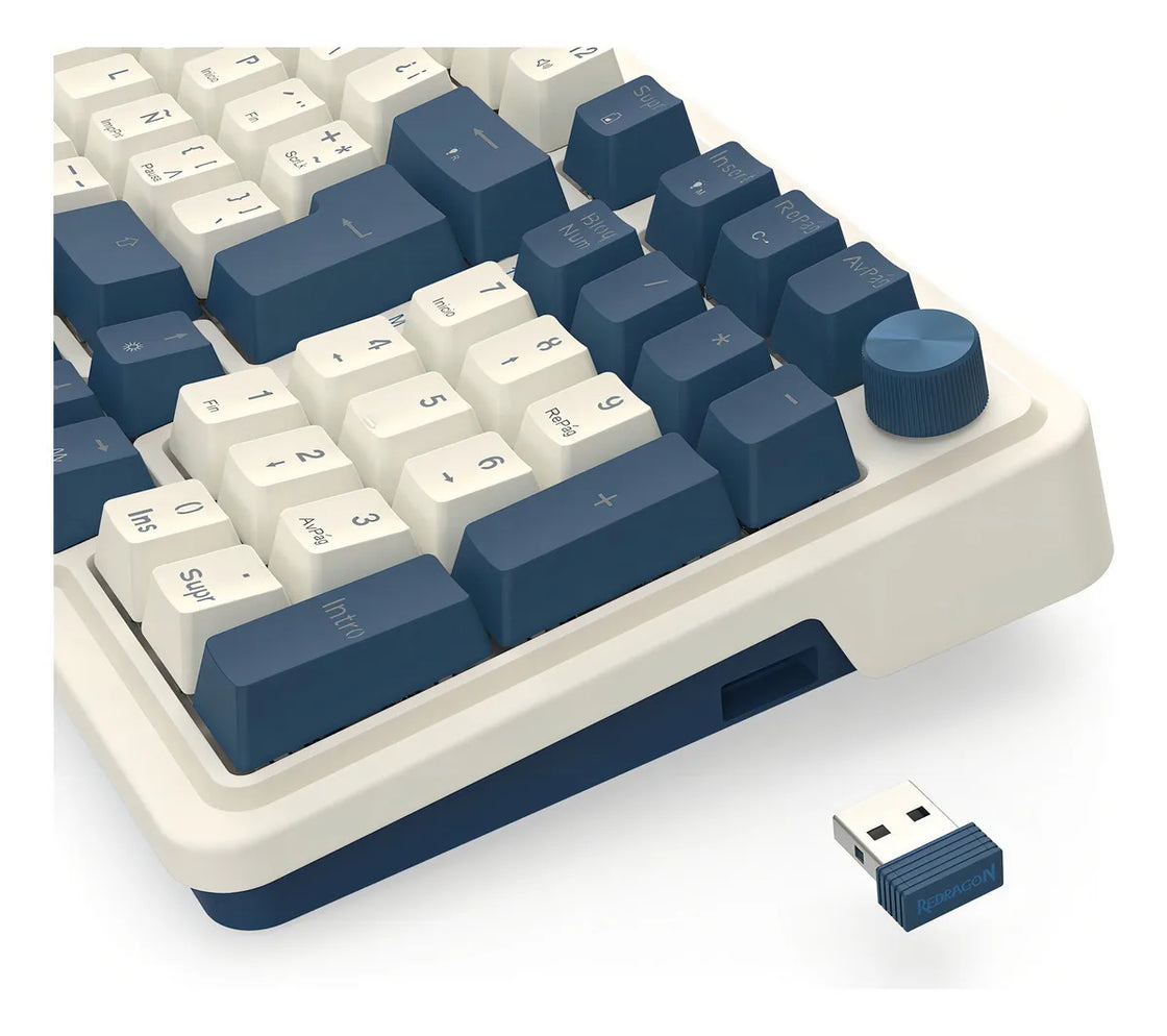 Teclado Wireless Redragon Eisa Pro K686wb Blanco Azul Rgb Ñ Blanco/azul Español Latinoamérica