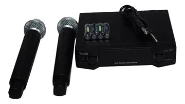 Micrófono Inalámbrico Doble De Mano Pro Dj Uhf-35m Negro