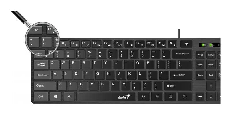 Teclado Genius SlimStar QWERTY Membrana español color negro con luz no
