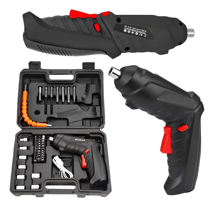 Destornillador Atornillador Eléctrico 48 Piezas Minitaladro - Negro
