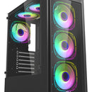 Chasis Gamer Aerox Atx Gabinete Vidrio Templado + 6 Fan Argb Negro