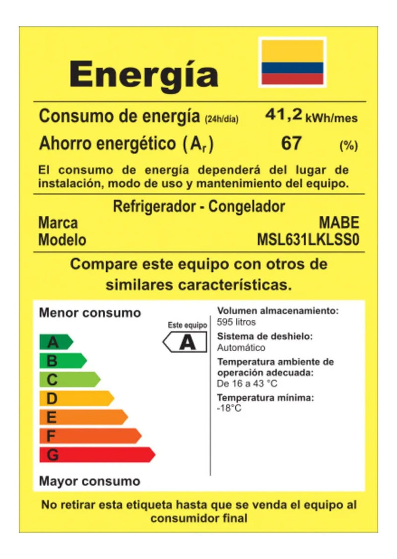 Nevecón Inverter No Frost 631 Litros Brutos Mabe Msl631lklss0 Color Plateado