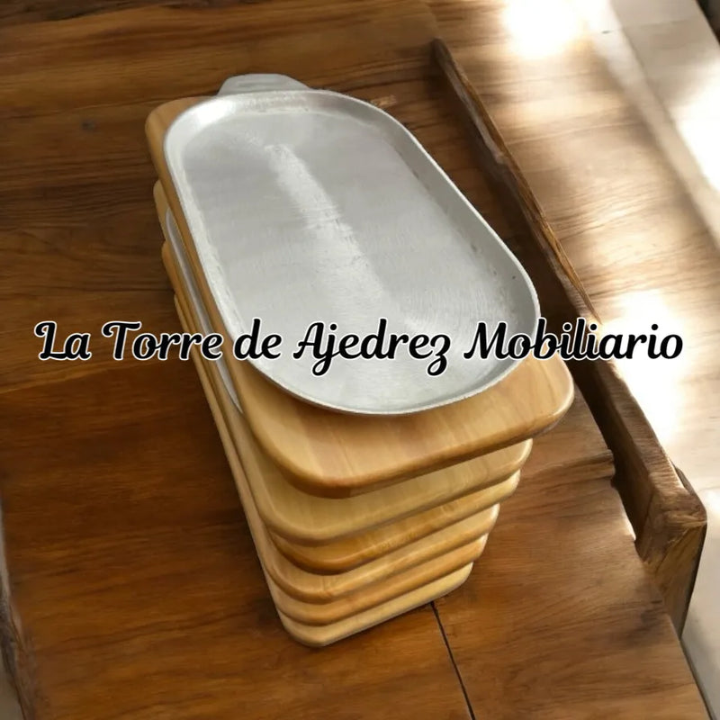 Tabla Para Servir Carnes Con Plancha Aluminio Lisa Natural