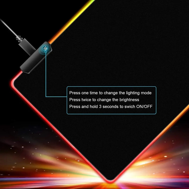 Mouse Pad Gamer Rgb Led 30x80cm Tapete Almohadilla Grande Negro