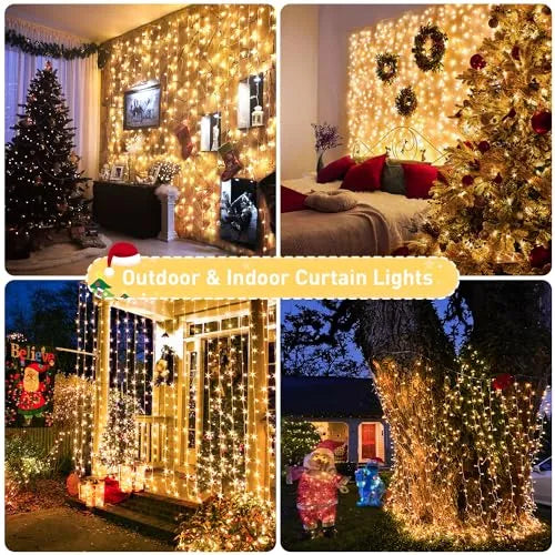 900led Luces De Cortina Navideñas Para Exteriores, 9.5x29.5f