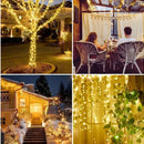 Luces Navideñas Multicolor Con Panel Solar - 21 Metros Azul Claro