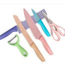 Set Cuchillos 6 Pzs Acero Inoxidable Mármol Mango Ergonómico Pastel