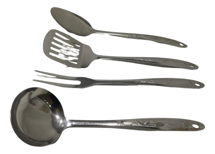 Cucharas Acero Inoxidable Utensilios Cocina Fritos Sopera X4 Gris