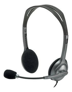 Auriculares Logitech Com Microfono Oficina H111 981-000612 Ajustable Gris