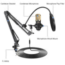 Kit Micrófono Profesional De Condensador + Tarjeta Sonido V8 Negro