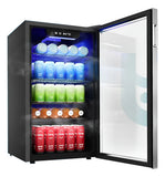 Refrigerador Y Nevera De Bebidas, Minibar Cap 120 Latas Acero Inoxidable Y Negro